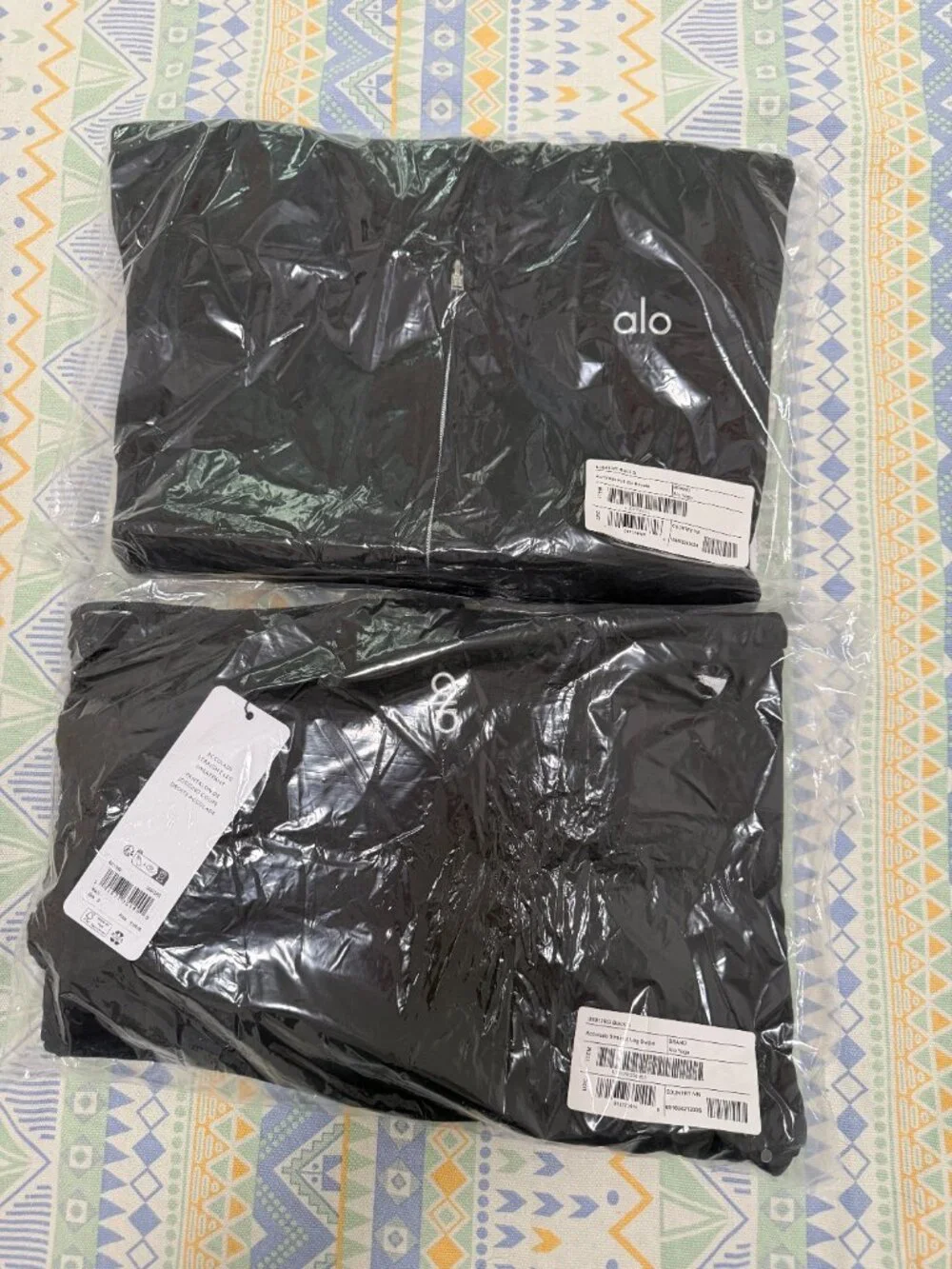 Alo Yoga Accolade Full Zip Hoodie And Straight Leg Sweatpant Set Size S Black